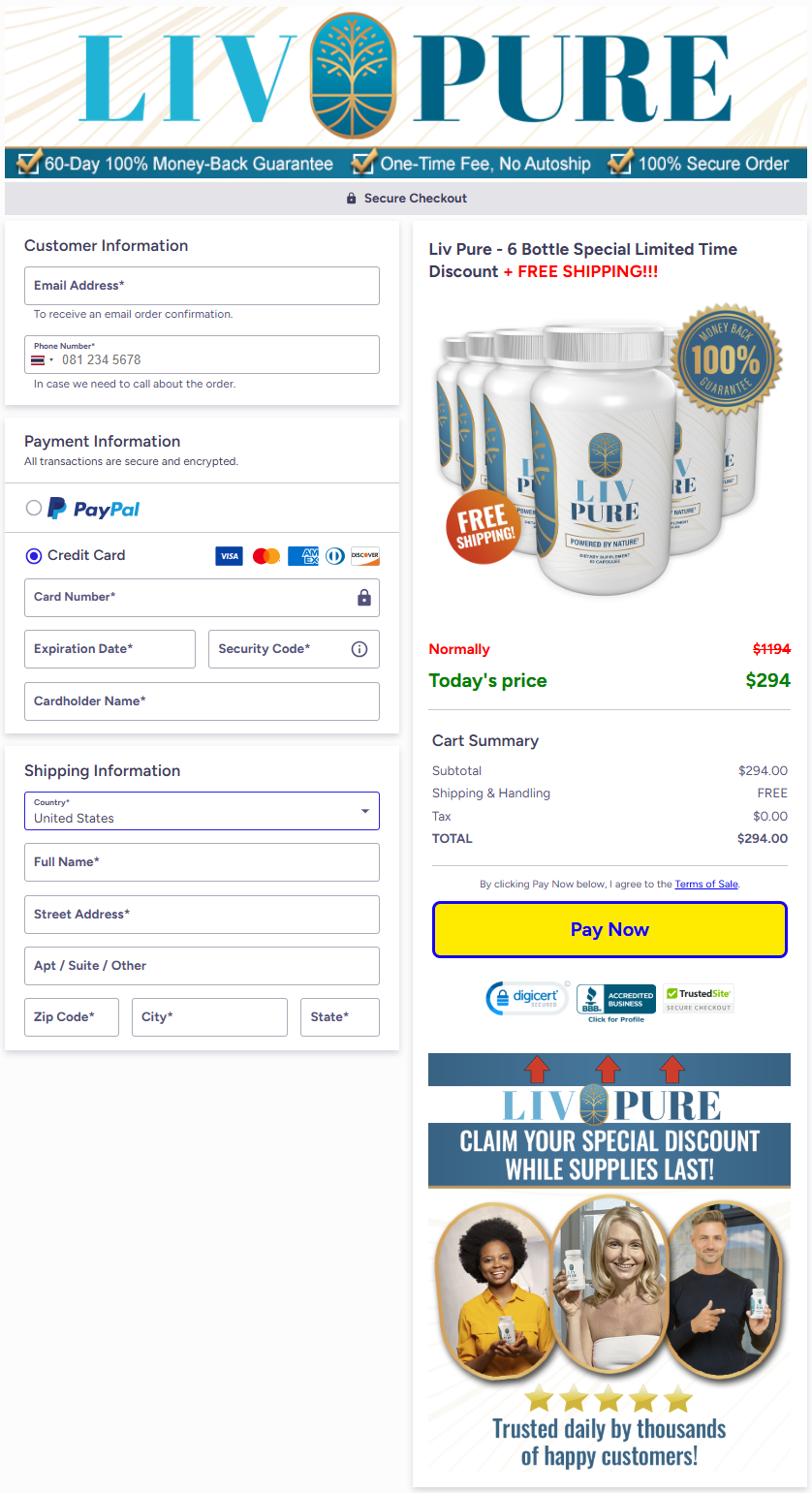 Liv Pure Official Website Secure Order Page